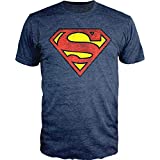 DC Comics Superman Logo Navy Heather T-Shirt Officially Licensed (X-Large)