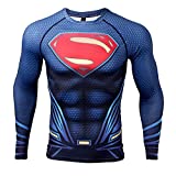 COOLMAX Upgrade Raglan Sleeve Superhero 3D Printed T-Shirt Men Compression Shirt (Medium, Dark Blue)
