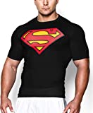GYM GALA Superman t Shirt Short Sleeve Casual and Sports Compression Shirt (X-Large, Black)