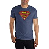 Superman Mens Logo T-Shirt Navy Heather T-Shirt-Large