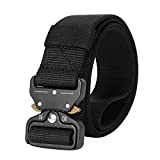Mens Tactical Belt SANSTHS Heavy Duty Nylon Belt 1.5in Riggers Belt Military Webbing with Quick Release Metal Buckle (A-Black, Suit waist 32-36in)