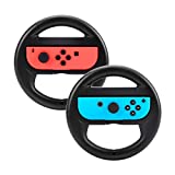 Beastron Racing Games Steering Wheel compatible with Switch Mario Kart, Joy-Con Steering Wheel, Black 2 Pack