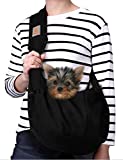 TOMKAS Small Dog Cat Carrier Sling Hands Free Pet Puppy Outdoor Travel Bag Tote Reversible (Black)