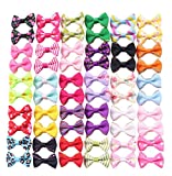 YAKA 60PCS (30 Paris) Cute Puppy Dog Small Bowknot Hair Bows with Metal Clips Handmade Hair Accessories Bow Pet Grooming Products (60 Pcs,Cute Patterns)