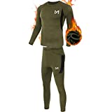 Men’s Thermal Underwear Set, Sport Long Johns Base Layer for Male, Winter Gear Compression Suits for Skiing Running Green