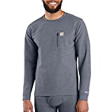 Carhartt Men's Force Heavyweight Thermal Base Layer Long Sleeve Pocket Shirt, Dark Navy Heather, X-Large