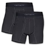 Carhartt Men's 5" Inseam Cotton Polyester 2 Pack Boxer Brief, Black, XL