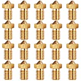 E3D Nozzles, ExcelFu M6 0.4mm Brass Nozzle Extruder Print Head for 1.75mm Filament E3D V5-V6 3D Printer, Pack of 20