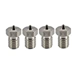 Upgrade Plated Wear Resistant M6 Thread Brass Nozzle Pack 0.4mm for 1.75mm V6 Hotend Titan Aero Extruder Prusa I3 MK3 MK3S Anycubic I3 Mega S/Zero 2.0 / Vyper 3D Printer (4x0.4mm)