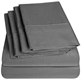 Sweet Home Collection 6 Piece Bed Sheets 1500 Thread Count Fine Microfiber Deep Pocket Set-Extra Pillow Cases, Value, Queen, Gray