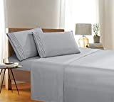 1500 Thread Count Wrinkle & Fade Resistant Egyptian Quality 4-Piece Bed Sheet Set Ultra Soft Luxurious Set Includes Flat Sheet, Fitted Sheet and 2 Pillowcases, Full Size, Classic Silver