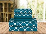 Elegant Comfort Luxury Soft Bed Sheets Bloomingdale Pattern 1500 Thread Count Percale Egyptian Quality Softness Wrinkle and Fade Resistant (6-Piece) Bedding Set, Queen, Teal