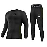 Men's Thermal Underwear Set, Heavy Weight Sport Long Johns Base Layer, Winter Gear Compression Suits for Skiing Running Black