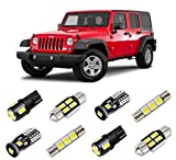 BRISHINE White Interior LED Lights Kit for 2007-2018 Jeep Wrangler JK 4-Door Super Bright 6000K LED Interior Light Bulbs Package + License Plate Lights and Install Tool