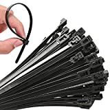 VTECHOLOGY 100Pcs Heavy Duty Industrial Zip Ties,Releasable 8 Inch Black Cable Ties, Nylon Adjustable Tie wrap,Reusable Zip Toes Tie Straps For Garden Plant Secure Vine, Home, Office Use