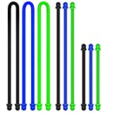 9Pcs 4-Inch, 6-Inch, 12-Inch Original Silicone Cable Tie, Steel-Core Silicone Twist Ties, Reusable Rubber Twist Tie, Cable Tie Straps. (3 Sizes in 3 Colors) for Organizing. (Dia 5mm)