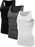Neleus Men's 3 Pack Mesh Compression Tank Top Athletic Shirt,802,Black,Grey,White,XL,EUR 2XL