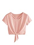 SweatyRocks Women's Loose Short Sleeve Summer Crop T-Shirt Tops Blouse Pastel S