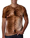 uideazone Men Women 3D Ugly Chest Hair T Shirt Funny Party Graphic Tee Shirts Summer Short Sleeve Top