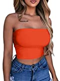 LAGSHIAN Women's Sexy Crop Top Sleeveless Stretchy Solid Strapless Tube Top Orange