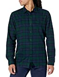 Amazon Brand - Goodthreads Men's Standard-Fit Long-Sleeve Brushed Flannel Shirt, navy black watch plaid, Large