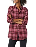 Amazon Brand - Goodthreads Women's Flannel Relaxed Fit Boyfriend Tunic, Burgundy Scottish Plaid, XX-Large