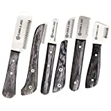 FLAMIA & JABZ FJ Professional Stripping Knife kit (6 Pieces Set) for Dogs & Pets, Wooden Handle Grip with Stainless Steel Blade (Right Handed) (Black)