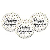 Set of 3 Happy Engagement Gold Polka Dot Bridal Shower 18" Foil Balloons