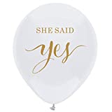 MAGJUCHE White she Said yes Balloons, 16pcs Gold Bridal Shower Engagement, Wedding Send Off Party Decorations, Photo Prop