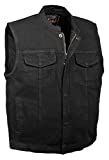 Men's Concealed Snap Denim Club Style Vest w/Hidden Zipper (X-Large)