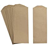 Natural Kraft Paper Silverware Bags - Flat 3" x 7.5" Pocket Sleeves for Cutlery and Utensils Placesettings - Pack of 50