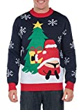 Tipsy Elves Men's Winter Whale Tail Santa Sweater - Funny Ugly Christmas Sweater: X-Large Blue