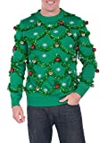 Tipsy Elves Men's Gaudy Garland Sweater - Tacky Christmas Sweater w/Ornaments (XX-Large) Green
