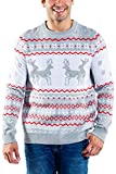 Tipsy Elves Men's Grey Humping Reindeer Sweater - Funny Reindeer Christmas Sweater: XL
