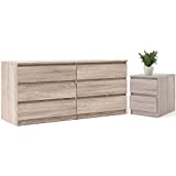 Home Square 6 Drawer Double Dresser and 2 Drawer Nightstand Set in Truffle