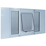 Ideal Pet Products Aluminum Sash Window Pet Door, Large, White, Cat Flap, 6.25" x 6.25" Flap Size, (27SWDCK)