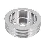 KIPA Aluminium triple groove crankshaft pulley For SB Chevy SBC 350 Crank SWP Short Small Block Chevy with a Short Water Pump 6.6" Satin Aluminium Finish Durable 3-Groove #8858