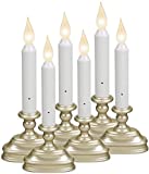 Xodus Innovations FPC1520P-R6 Battery Operated LED Window Candles with Dusk to Dawn Sensor and White Flame, (Pack of 6) Pewter/Silver Finish