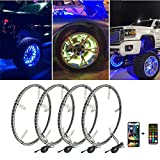 Beatto 15.5 inch Double Row Wheel Ring Light Kit w/Turn Signal and Braking Functionand Can Controlled by Remote and app Simultaneously with Lock Function