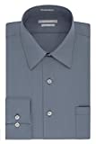 Van Heusen mens Fitted Poplin Solid Dress Shirt, Grey, 15.5 Neck 32 -33 Sleeve Medium US