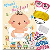 ADJOY Pin the Pacifier on the Baby Game - Baby Shower Party Favors and Game - Pin the Dummy on the Baby Game