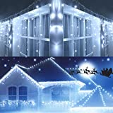 Joomer Christmas icicle lights,300 LED 29ft 8 Modes with 60 Drops,Christmas Lights with Timer,Waterproof Connectable Outdoor String Lights for Holiday,Wedding,Party Christmas Decorations(White)