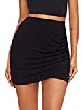 Verdusa Women's Elegant Ruched High Waist Bodycon Wrap Mini Skirt Black XL