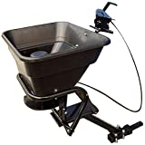 Field Tuff 12V 80 Pound Capacity Grass Seed Fertilizer Spreader with Hitch Mount Receiver and Rain Protector for ATV, UTV, or Utility Tractor