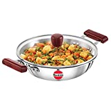 HAWKINS Triply 3 mm Stainless Steel Deep Fry Pan 2.5 LTR with Lid, Silver (SSD25G), Standard