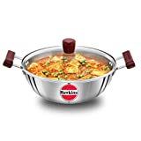 HAWKINS Tri-Ply Stainless Steel Induction Compatible Deep Kadhai (Deep-Fry Pan) with Glass Lid, Capacity 4 Litre, Diameter 28 cm, Thickness 3 mm, Silver (SSK40G)