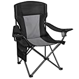 AsterOutdoor Camping Folding Chair Padded Quad Arm Chair with Large Cup Holders, Side Organizer & Back Pocket for Outdoor, Camp, Indoor, Patio, Fishing, Supports 350lbs