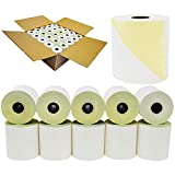 BuyRegisterRolls 2 Ply Carbonless Rolls (50 Rolls) 3 X 95 Feet Carbonless White/Canary Kitchen Printer Paper Rolls With Solid Tube Core