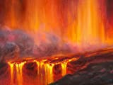 5x7" Hawaii Kilauea Volcano Painting Art print By Karen Whitworth