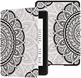 QIYI Case Fits Kindle Paperwhite 10th Generation 2018 Released eBook Reader Covers PU Leather Smart Cover with Auto Wake/Sleep Waterproof Cases for Kindle Paperwhite 4 - Black Mandala